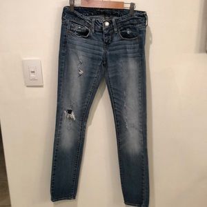 American Eagle skinny distress jeans with stretch